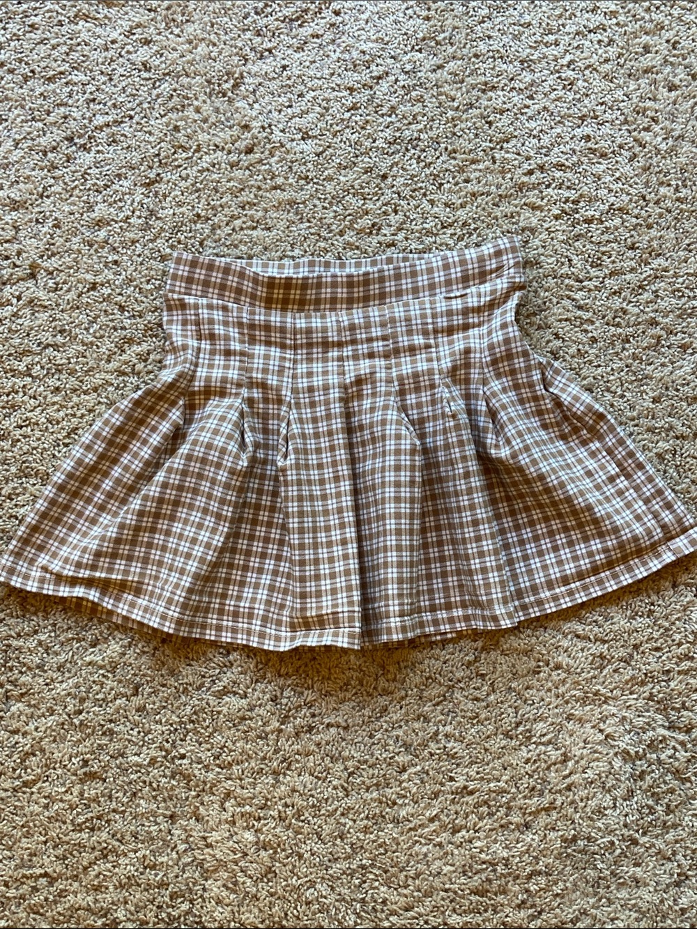 Full Tilt Brown Plaid Flared Mini Skirt - Picture 2 of 8